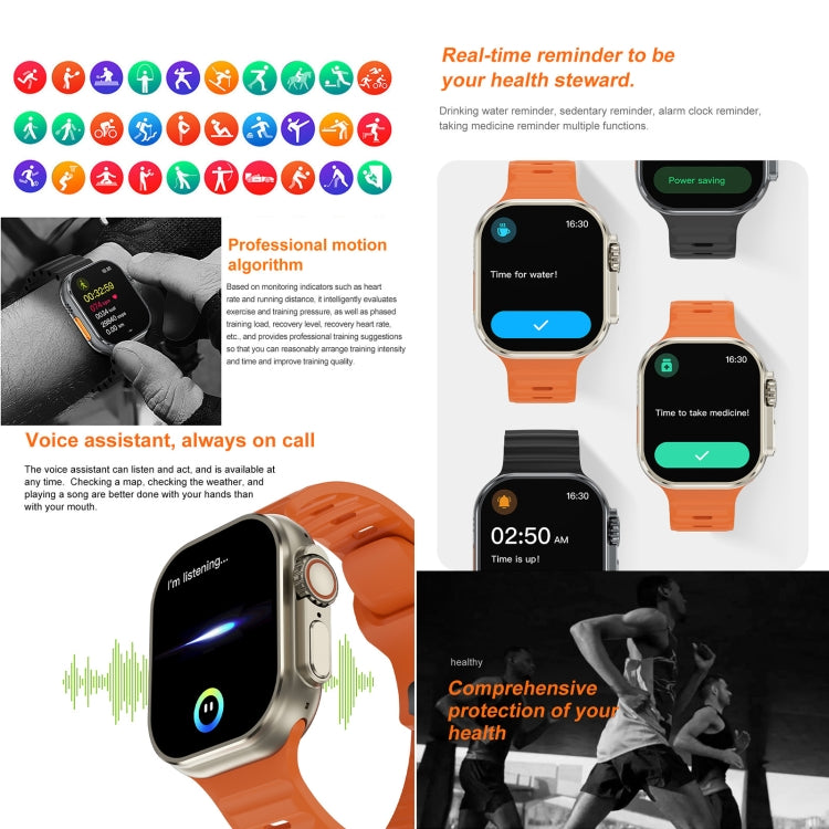 iW9 Ultra 2.04 inch Screen Smart Call Watch, BT Call / Heart Rate / Blood Pressure / Blood Oxygen
