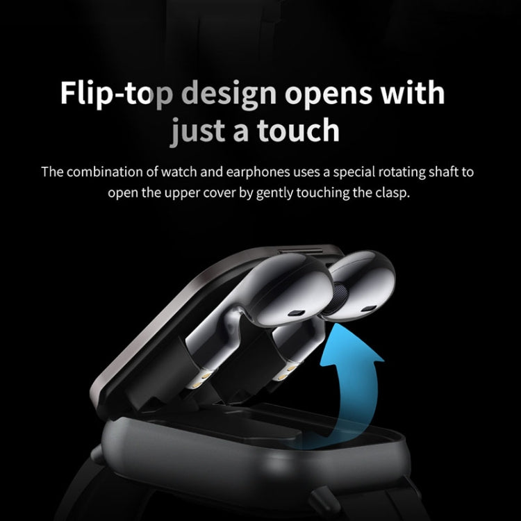 D8 2.01 inch 2 in 1 Bluetooth Earphone Steel Band Smart Watch, Support Health Monitoring / NFC