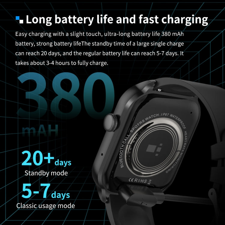 2.01 inch Leather Strap Bluetooth Call Smart Watch Support Heart Rate Monitoring / Non-invasive Blood Sugar