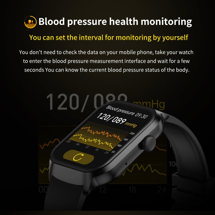 2.01 inch Silicone Strap Bluetooth Call Smart Watch Support Heart Rate Monitoring / Non-invasive Blood Sugar