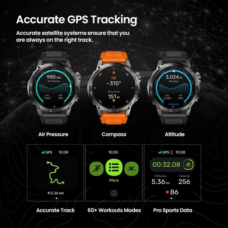 Zeblaze Stratos 2 Plus 1.43 inch Screen 3 ATM Health and Fitness GPS Smart Watch