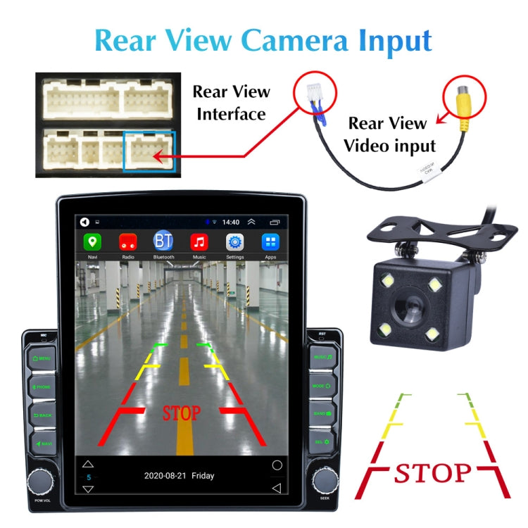 9.7 inch Vertical Screen 2.5D Glass Car Android Universal Player Navigator MP5 Integrated Machine Support Phone Link / GPS / FM / Steering Wheel Control, 1GB+32GB