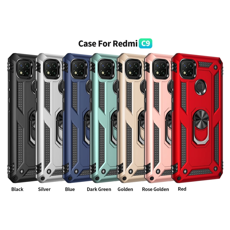 For Xiaomi Redmi C9 Shockproof TPU + PC Protective Case with 360 Degree Rotating Holder