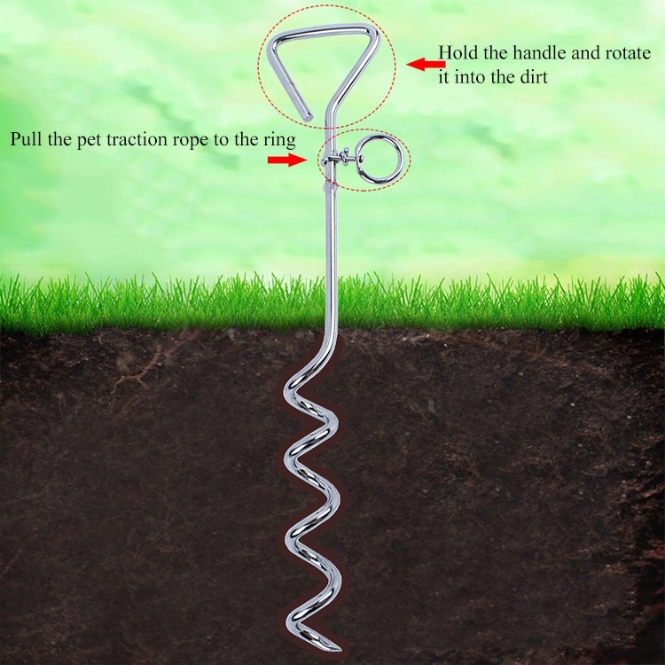 Stainless Steel Dog Spiral Tie Out 360 Degree Rotation Anti Wrap Fixed Pile Outdoor Camping Stake, Size:42cm*8mm