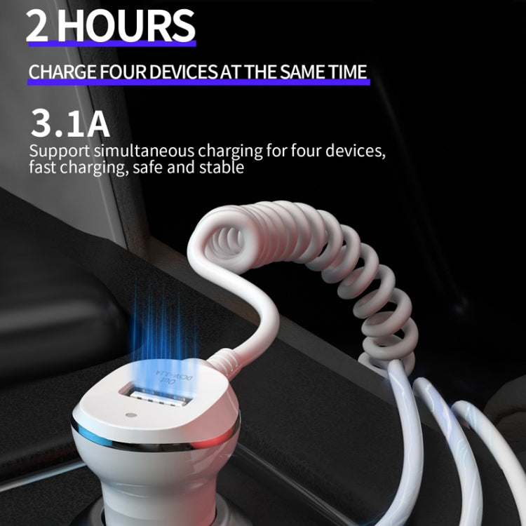 WK WP-C24 3.1A Explore The 3-in-1 Free Edition 8 Pin / Micro USB / USB-C / Type-C Data Cable + USB Car Charger