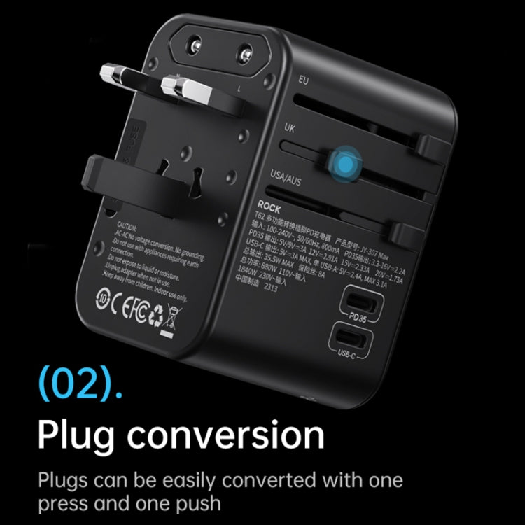 ROCK T62 35.5W Global Travel Multifunctional Plug PD Charger Power Adapter