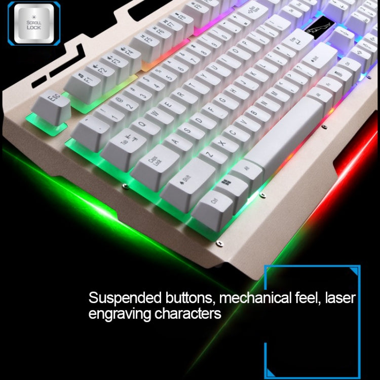 ZGB G700 104 Keys USB Wired Mechanical Feel Glowing Metal Panel Suspension Gaming Keyboard with Phone Holder