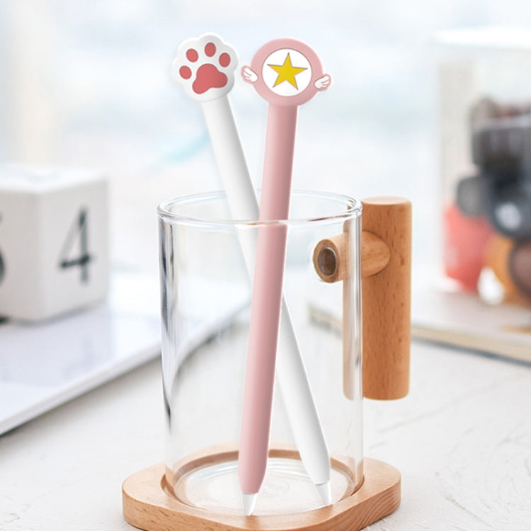 Cute Cartoon Silicone Protective Cover for Apple Pencil 1(Five-pointed Star Pink)