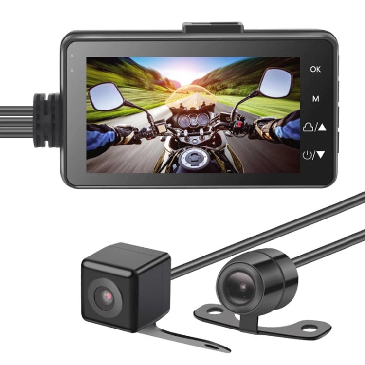 MT-80 3.0 inch 140 Degrees Wide Angle HD Video Motorcycle Dual Camera DVR, Support TF Card (32GB Max)