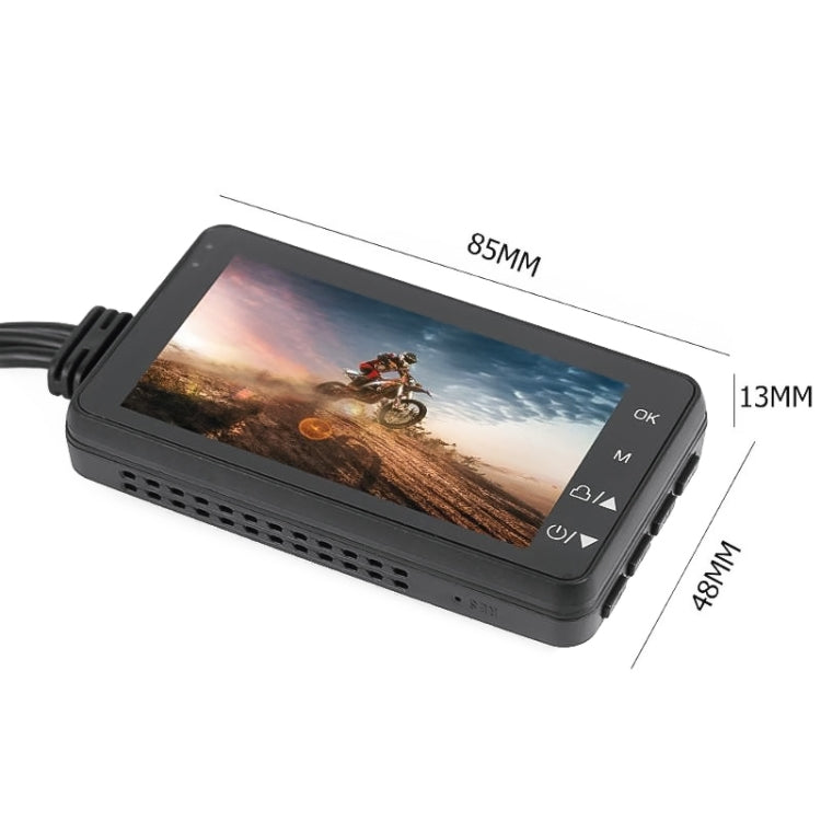 MT-80 3.0 inch 140 Degrees Wide Angle HD Video Motorcycle Dual Camera DVR, Support TF Card (32GB Max)