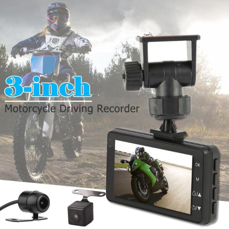 MT-80 3.0 inch 140 Degrees Wide Angle HD Video Motorcycle Dual Camera DVR, Support TF Card (32GB Max)
