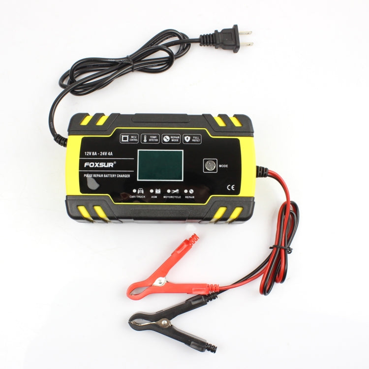 FOXSUR 12V-24V Car Motorcycle Truck Repair Battery Charger AGM Charger, EU Plug