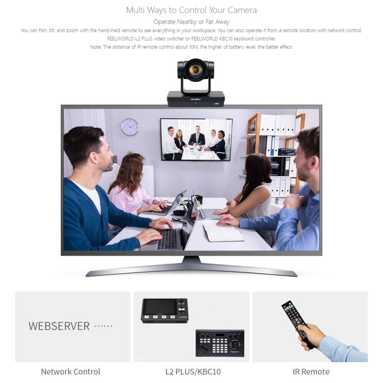 FEELWORLD UHD4K12X 4K PTZ Camera 12X Optical Zoom, Auto Focus SDI HDMI USB IP Remote Control