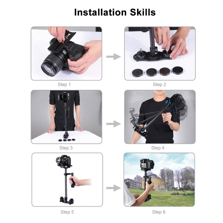 PULUZ 38.5-61cm Carbon Fibre Handheld Stabilizer for DSLR & DV Digital Video & Cameras, Load Range: 0.5-3kg