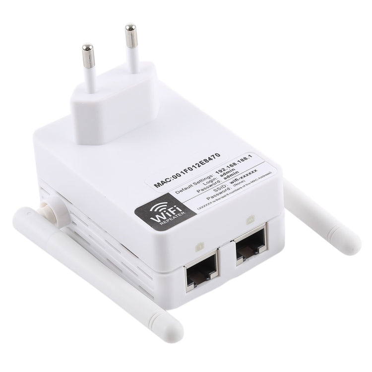 300Mbps Wireless-N Range Extender WiFi Repeater Signal Booster Network Router with 2 External Antenna, EU Plug