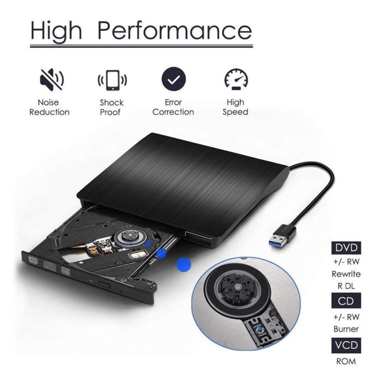 Brushed Texture USB 3.0 POP-UP Mobile External DVD-Rw DVD / CD Rewritable Drive External ODD & HDD Device