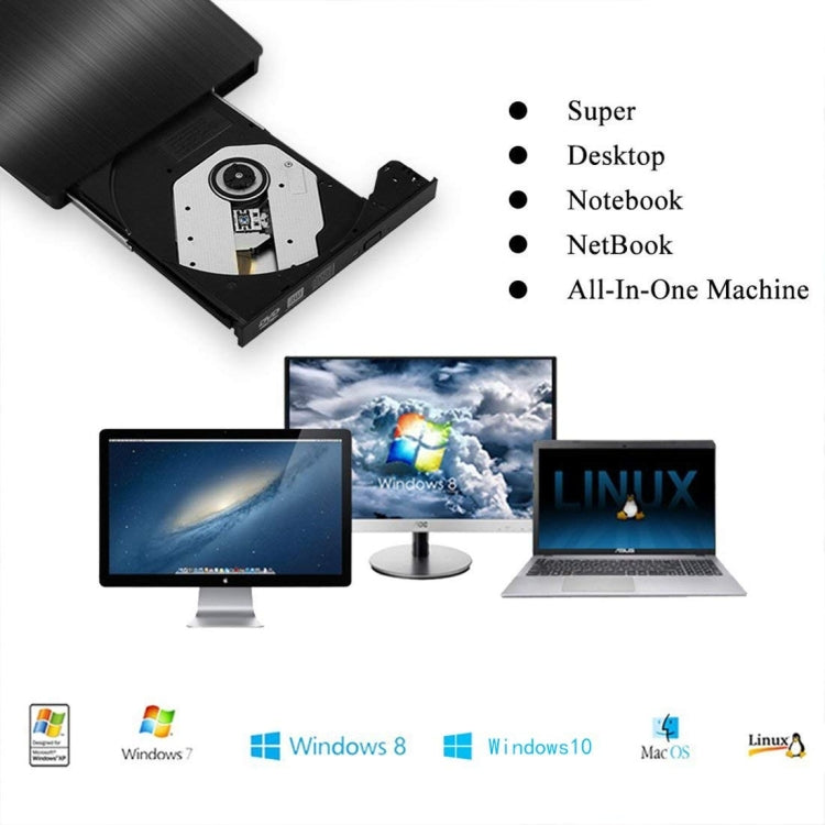 Brushed Texture USB 3.0 POP-UP Mobile External DVD-Rw DVD / CD Rewritable Drive External ODD & HDD Device