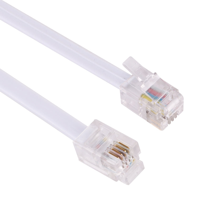 4 Core Male to Male RJ11 Spring Style Telephone Extension Coil Cable Cord Cable, Stretch Length: 3m(White)