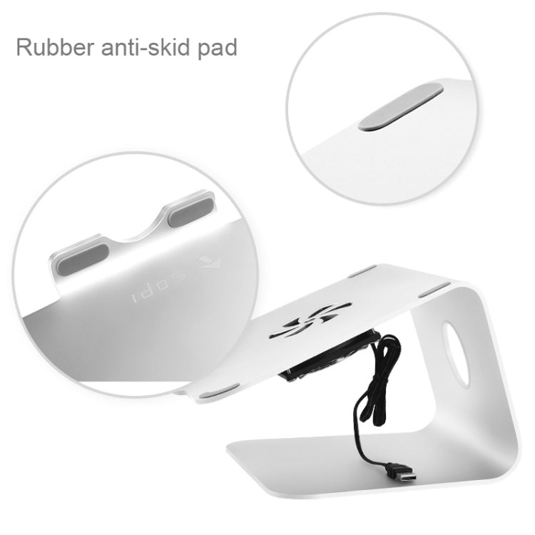 SOPI ZJ-001 Classic Style Aluminum Cooling Stand with Cool Fan for Laptop, Suitable for Mac Air, Mac Pro, iPad, and Other Laptops