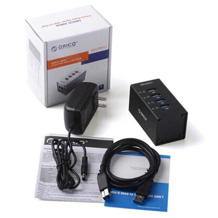 ORICO A3H4 Aluminum High Speed 4 Ports USB 3.0 HUB with 12V/2.5A Power Supply for Laptops