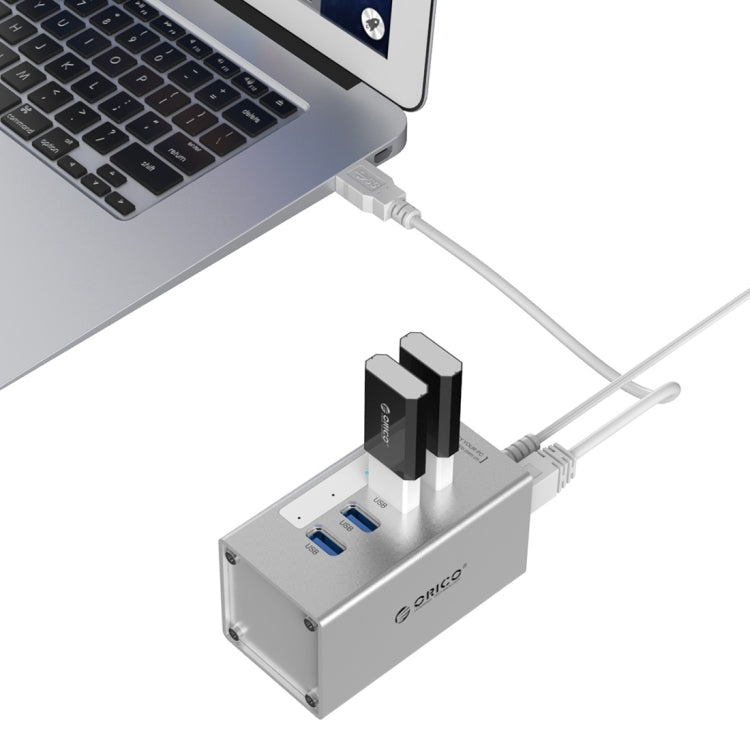 ORICO A3H4 Aluminum High Speed 4 Ports USB 3.0 HUB with 12V/2.5A Power Supply for Laptops