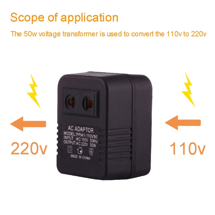 110V to 220V 50W AC Power Socket Adapter, EU/US Plug to US Plug