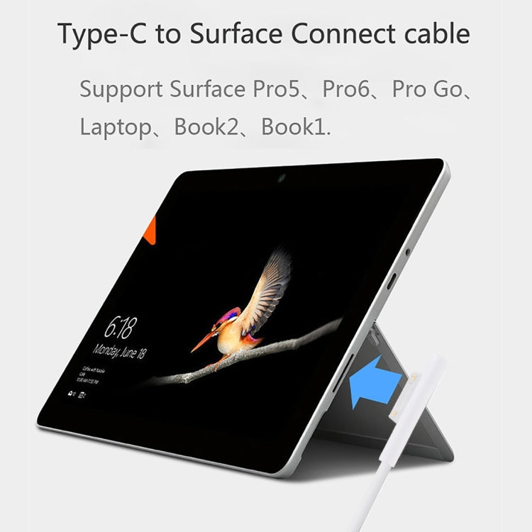 Surface Pro 7 / 6 / 5 to USB-C / Type-C Male Interfaces Power Adapter Charger Cable for Microsoft Surface Pro 7 / 6 / 5 / 4 / 3 / Microsoft Surface Go