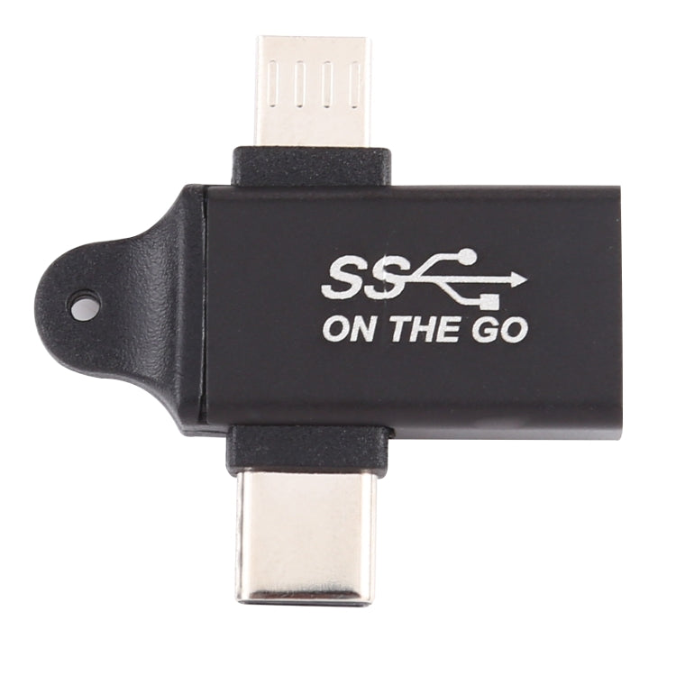 USB 3.0 Female to Type-C / USB-C Male + Micro Male Aluminium Alloy Adapter