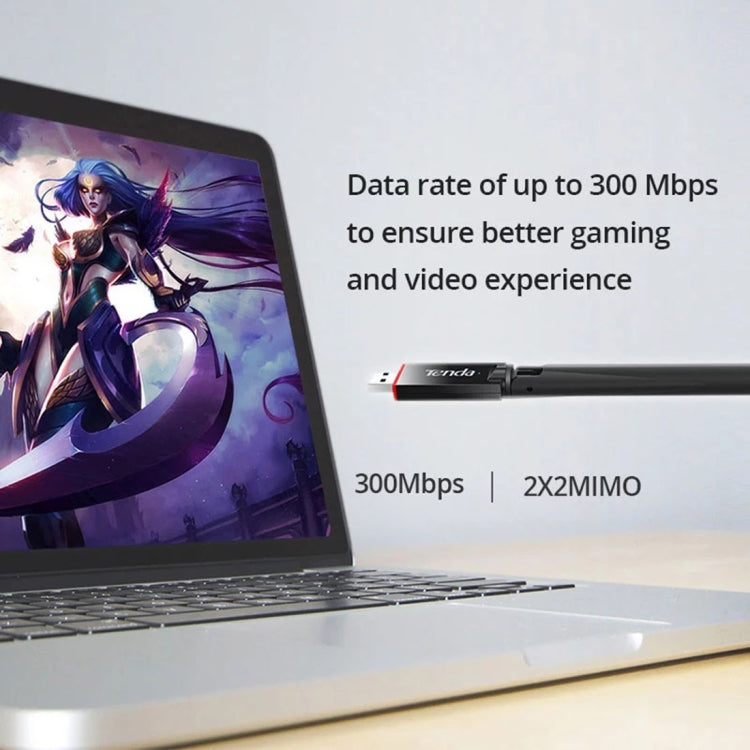 Tenda U6 Portable 300Mbps Wireless USB WiFi Adapter External Receiver Network Card with 6dBi External Antenna