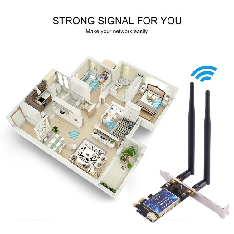 EDUP EP-9620 2 in 1 AC1200Mbps 2.4GHz & 5.8GHz Dual Band PCI-E 2 Antenna WiFi Adapter External Network Card + Bluetooth