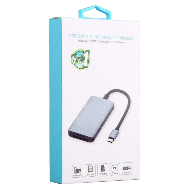 5 In 1 Dual USB 3.0 + CF + TF + SD Multi-function USB-C OTG Card Reader