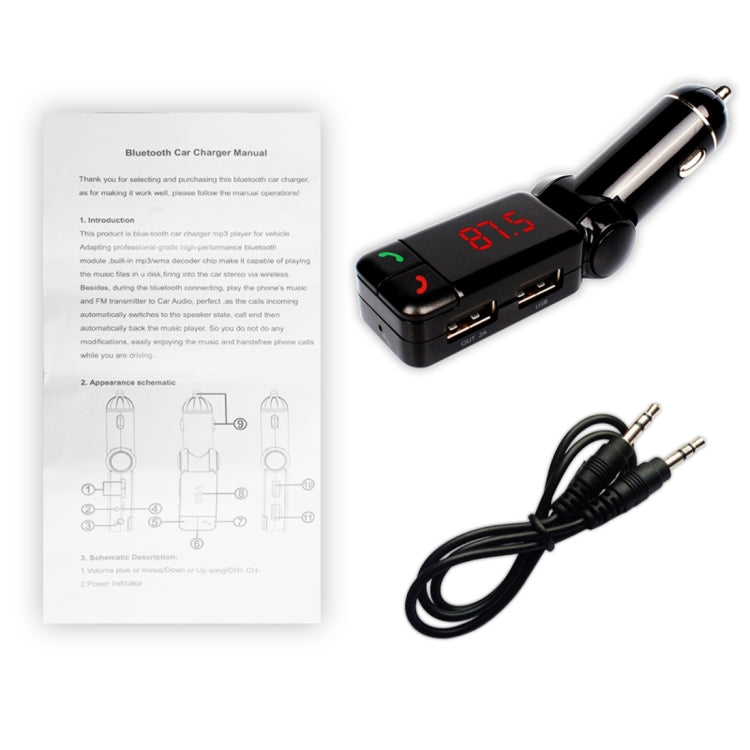 BC-06 Bluetooth Car Kit FM Transmitter Car MP3 Player with LED Display 2 USB Charger & Handsfree Function