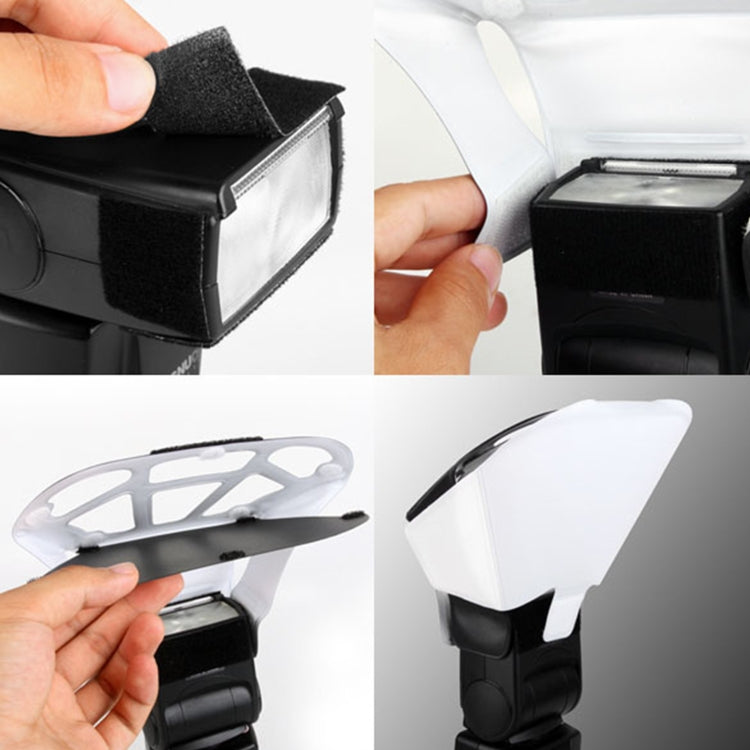 Universal FB-10X Camera Top Flash Light Speedlite Bounce Focus Flash Diffuser with 3 PCS Removable Color Light Reflector