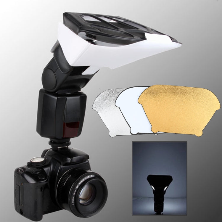Universal FB-10X Camera Top Flash Light Speedlite Bounce Focus Flash Diffuser with 3 PCS Removable Color Light Reflector