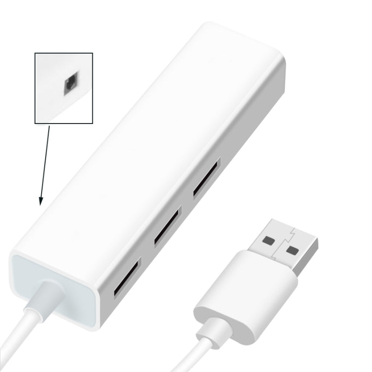 USB 2.0 Ethernet Network Adapter + 3 Ports USB HUB