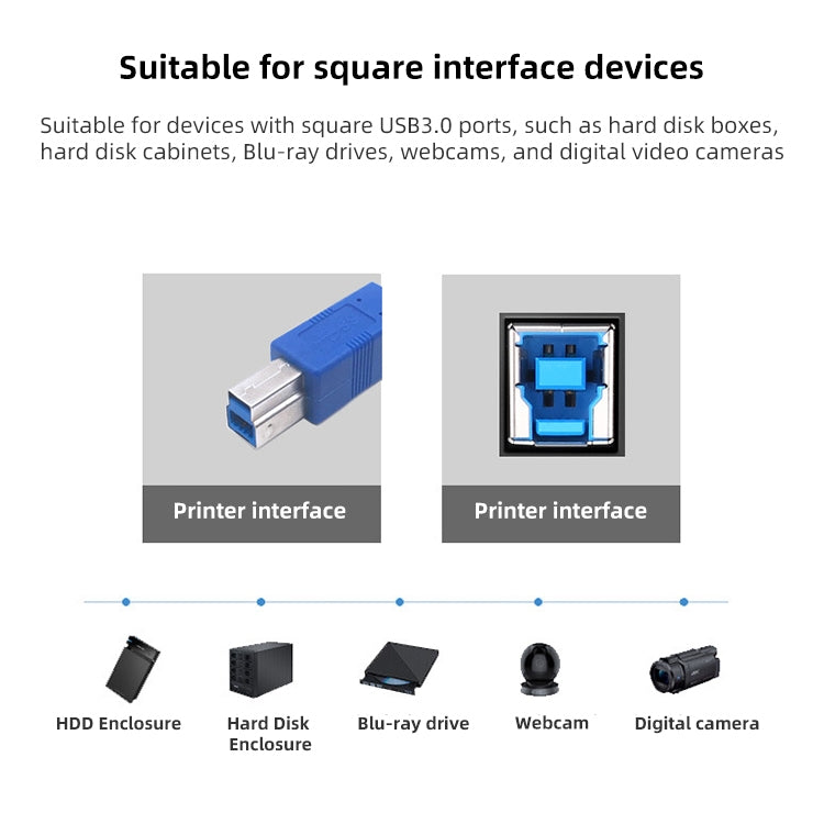 USB 3.0 A Male to B Male Extension / Data Transfer / Printer Cable, Length: 5m