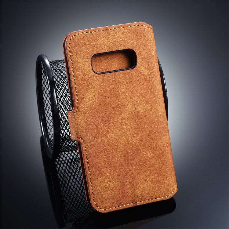 DG.MING Retro Oil Side Horizontal Flip Case for Galaxy S10 E, with Holder & Card Slots & Wallet