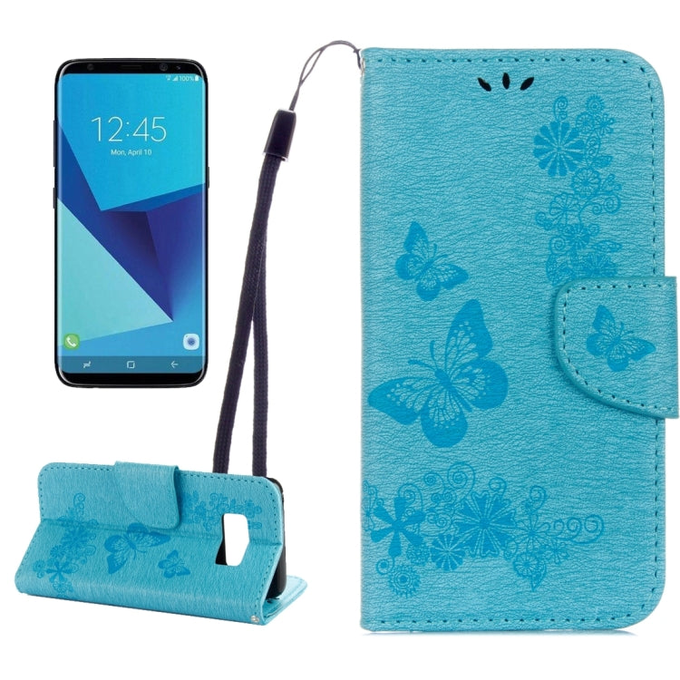 For Galaxy S8 Butterflies Embossing Horizontal Flip Leather Case with Holder & Card Slots & Wallet & Lanyard