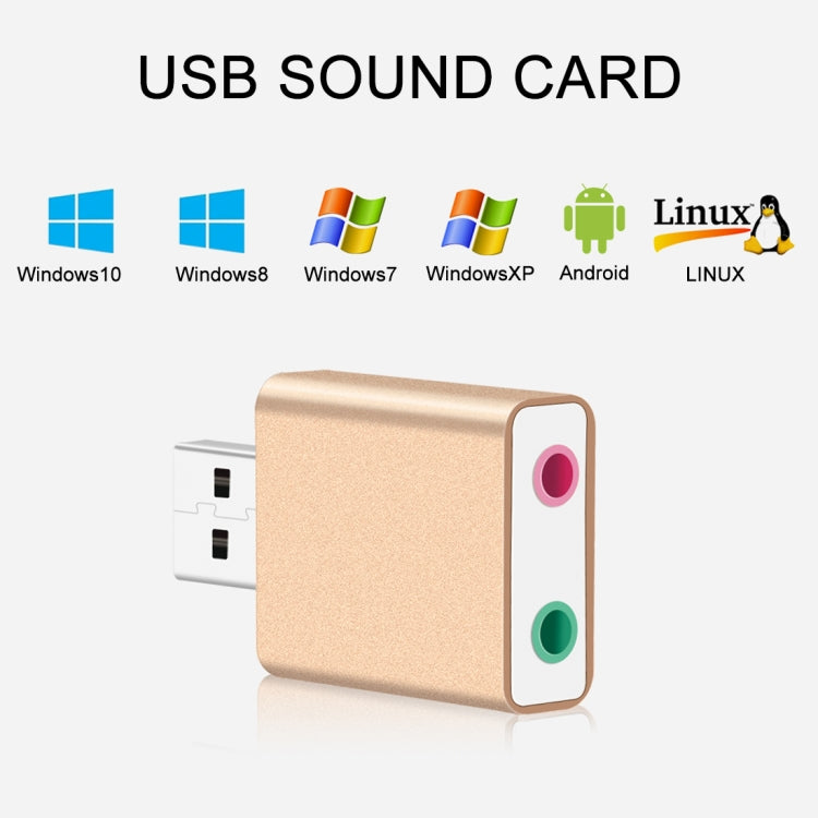 Aluminum Shell 3.5mm Jack External USB Sound Card HIFI Magic Voice 7.1 Channel Adapter Free Drive for Computer, Desktop, Speakers, Headset, Microphone