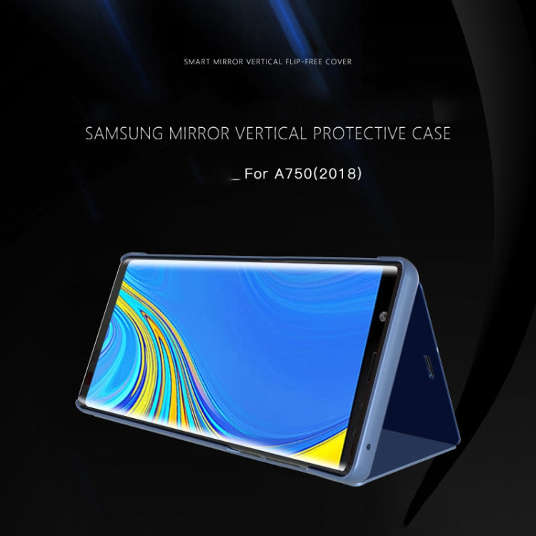 Mirror Clear View Horizontal Flip PU Smart Leather Case for Galaxy A7 (2018), with Holder