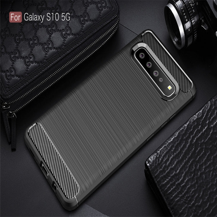 Brushed Texture Carbon Fiber TPU Case for Galaxy S10 5G