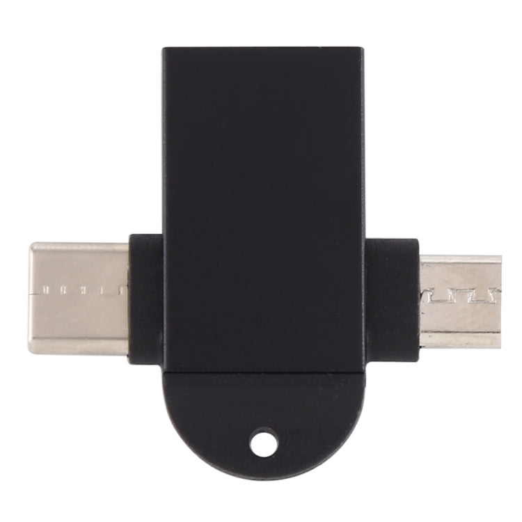 USB 3.0 Female to USB-C / Type-C Male + Micro USB Male Multi-function OTG Adapter with Sling Hole