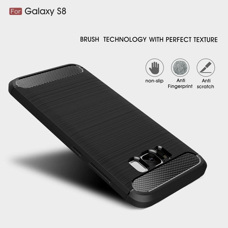 For Galaxy S8 Brushed Carbon Fiber Texture Shockproof TPU Protective Cover Case