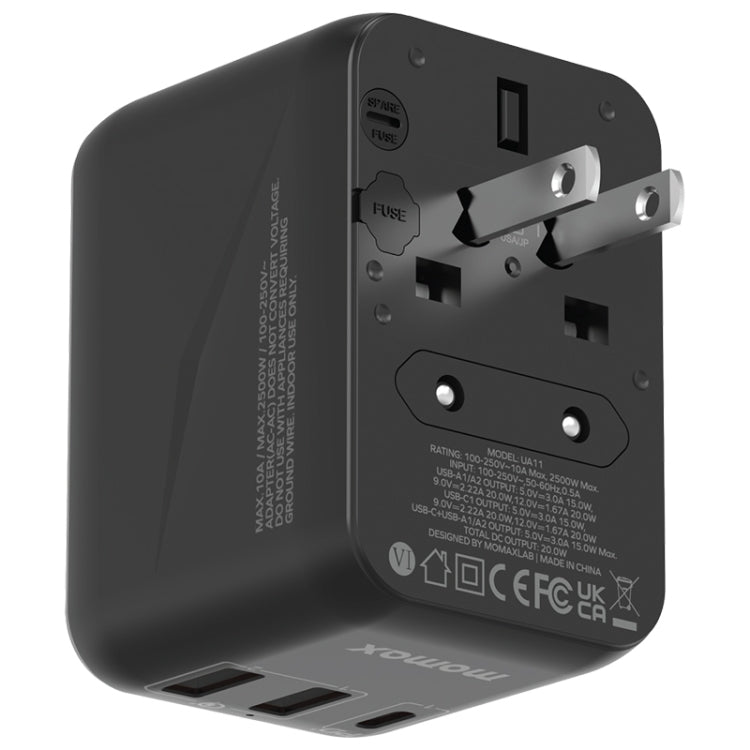 MOMAX UA11 1-World 20W PD Global Travel Fast Charger Power Adapter