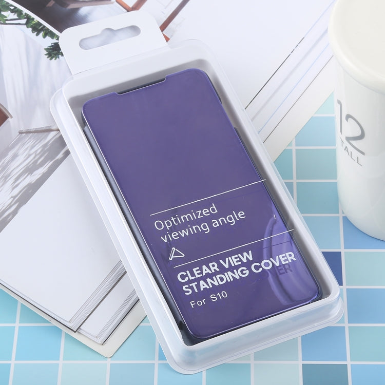 PU Electroplating Mirror Horizontal Flip Leather Case for Galaxy S10 Plus, with Holder