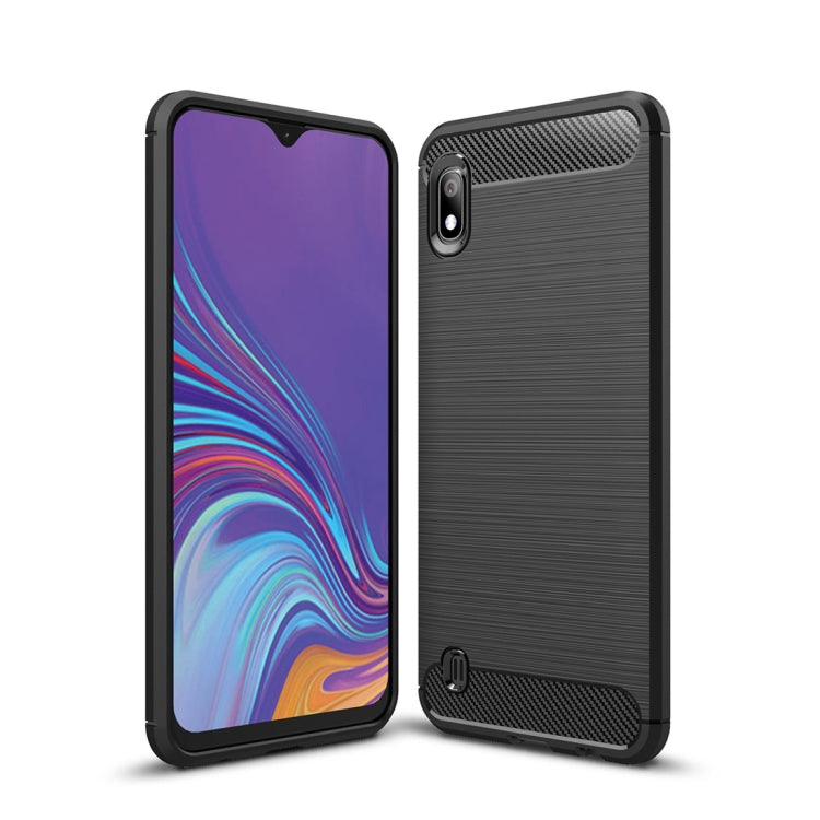 Brushed Texture Carbon Fiber Shockproof TPU Case for Galaxy A10
