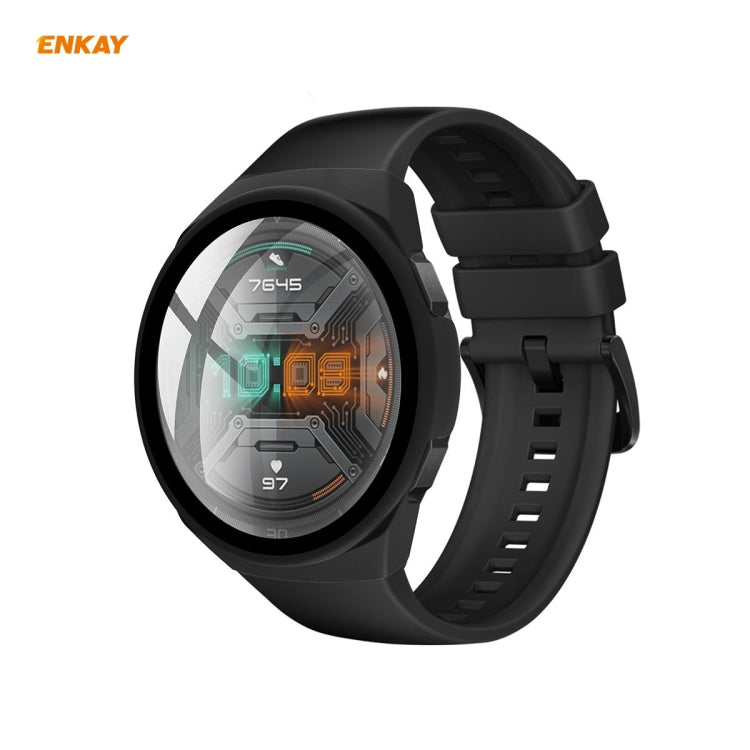 For Huawei Watch GT 2e 46mm ENKAY Hat-Prince ENK-AC8203 Full Coverage PC Frosted Case + 9H Tempered Glass Film