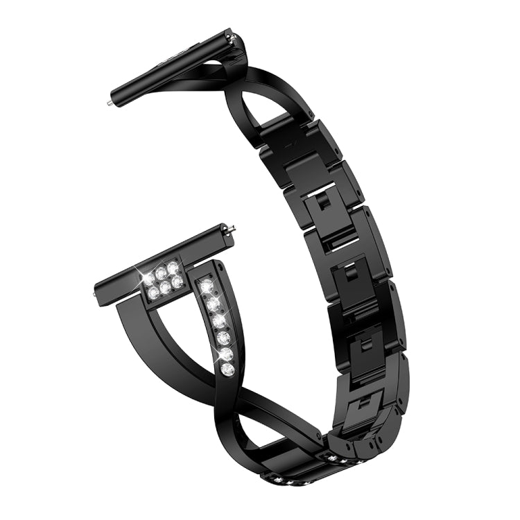 X-shaped Diamond-studded Solid Stainless Steel Wrist Strap Watch Band for Amazfit 20mm
