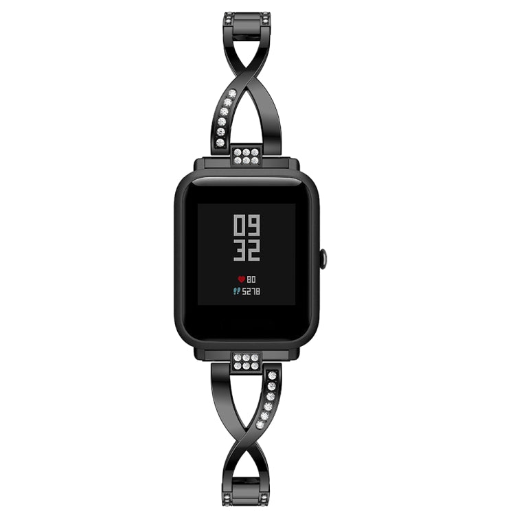 X-shaped Diamond-studded Solid Stainless Steel Wrist Strap Watch Band for Amazfit 20mm