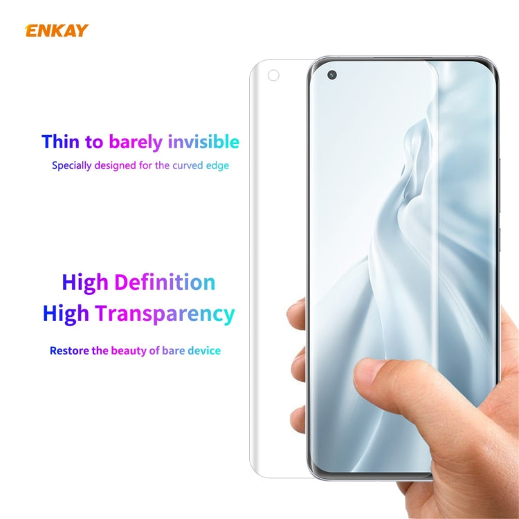 For Xiaomi Mi 11 Ultra Hat-Prince ENKAY Clear TPU Shockproof Case Soft Anti-slip Cover + 3D Full Screen PET Curved Hot Bending HD Screen Protector Soft Film Support Fingerprint Unlock